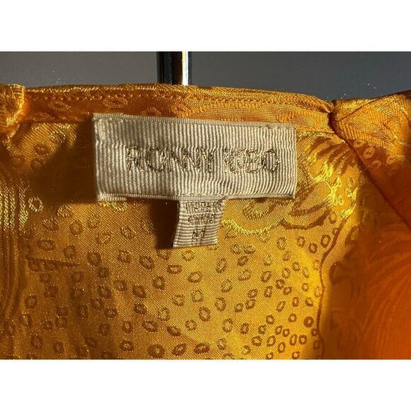 Ronny Kobo - Gold V-neck long sleeve cinched wrap blouse  - Medium - Picture 4 of 4